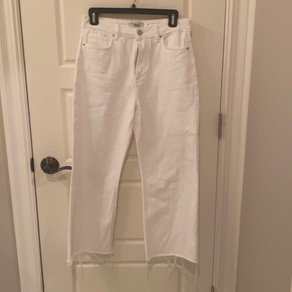 Forever 21 White Cropped Flare Jeans High Rise size 25